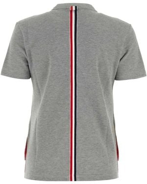 Thom Browne Relaxed Fit Short Sleeve Tee W/ Centre Back Rwb Stripe - Grey