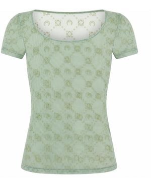 Marine Serre Moonogram Mesh Flock Ss Rundhals-T-Shirt - Grün