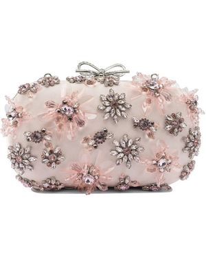 Self-Portrait Satin Floral Clutch Bag - Pink