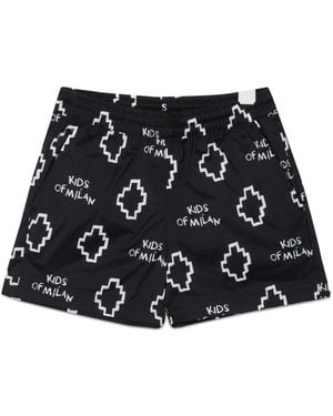 Marcelo Burlon Basic Logo Aop Beachwear Shor - Black