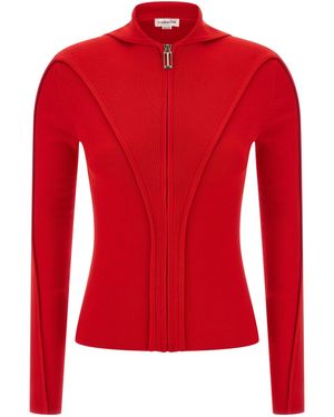 Victoria Beckham Slim-Fit Cardigan With Wool Hood - Red