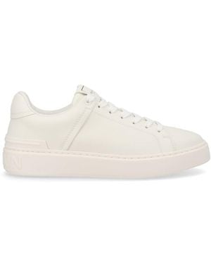 Balmain Low-Top Leather Sneakers - White