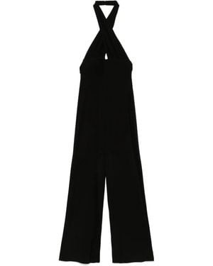 Norma Kamali 'cross Halter Rechte Been' Jumpsuit - Zwart