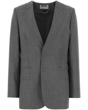 Moschino Notched Lapel Jacket - Grey