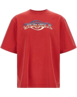 CASABLANCA Oversized Cotton T-Shirt With Graphic Front Pr - Rot