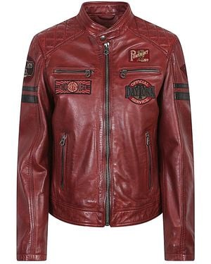 Daytona 73 Walkora Leather Moto Jacket - Red