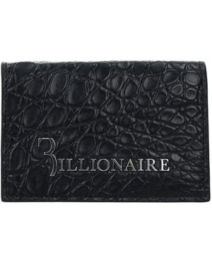 Billionaire Portadocumenti Uomo Caiman Crocodilus Blu/Argento - Black