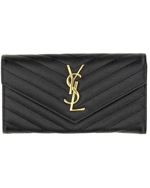 Saint Laurent Portafogli Con Logo Monogram - Black
