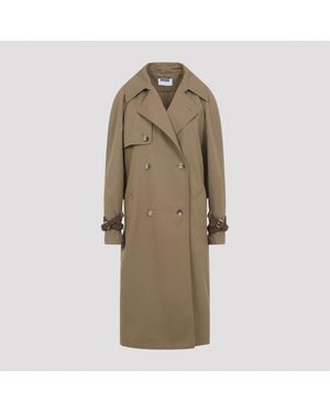 Moschino Cotton Blend Gabardine Trench Coat - Natural