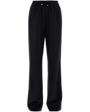 Moncler Wool-Blend Straight-Leg Trousers - Black