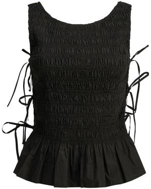 Ganni Casual Geplooide Top - Zwart