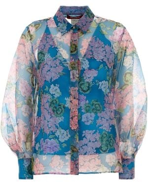 MM STUDIO Printed Organza Barnaba Shirt - Blue