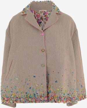 Péro Leinenjacke mit Perlen - Braun