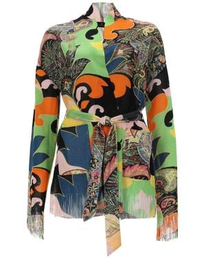 Etro Paisley Shawl Neck Cardigan - Green