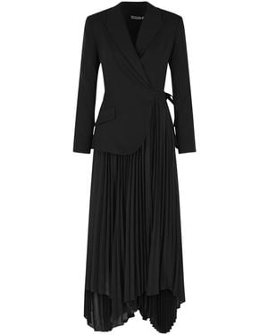 Jonathan Simkhai Tailored Midi Dress With Asymmetrical Hem And Lace Closure - Black