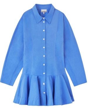 Ganni Shirtjurk Met Ruches - Blauw