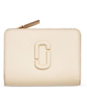 Marc Jacobs Ivory White Leather Bi Fold -portemonnee - Naturel