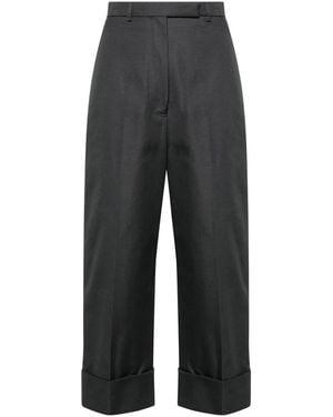 Thom Browne Straight-Leg High-Waisted Pants - Gray