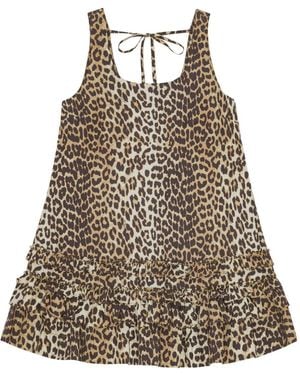 Ganni Dress With Animal Print - White