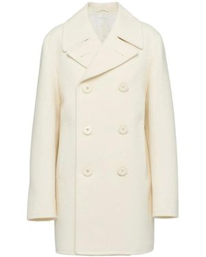 Prada Doppelbrust Wollmantel - Natur