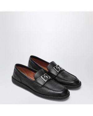 Dolce & Gabbana Leather Loafers With Dg Logo - Black