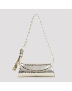 Jil Sander Platinum Cannolo Small Ovine Leather Shoulder Bag - White