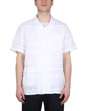 Engineered Garments Embroidered Shirt With Classic Collar - White