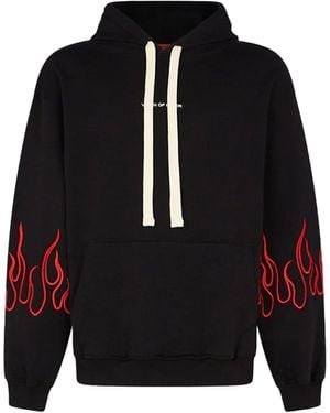 Vision Of Super Felpa Nera Con Fiamme Ricamate - Black