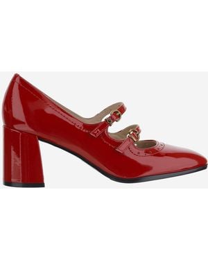 Pinko Leren Mary Jane-pumps Met Verfeffect - Rood
