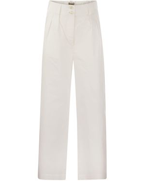 Woolrich Pantaloni A Pieghe Di Cotone Di - Bianco