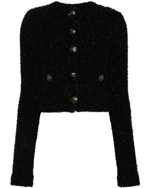 Balenciaga Bouclé Bijgesneden Jas - Zwart