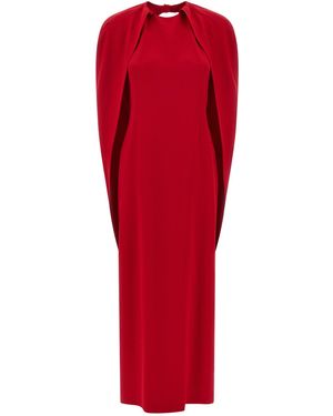 Alberta Ferretti Hooded Cape Maxi Dress - Rot