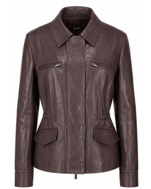 LA ROSE Giubbino Pelle Lucida Stropicciata - Brown