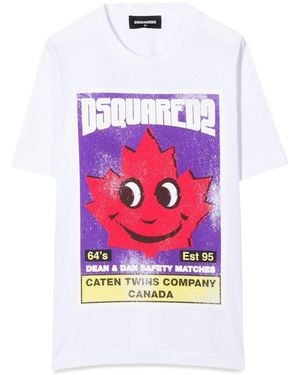 DSquared² Front Logo And Leaf Print T-Shirt - White