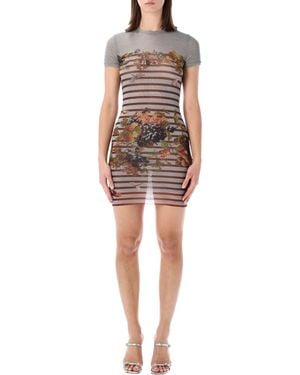 Jean Paul Gaultier Marinière Mesh Mini Dress - Multicolour