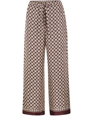 Max Mara Stmamelia Printed Silk Twill Wide Leg Trousers - Red