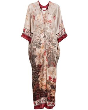 Pierre Louis Mascia Robe longue de soie imprimée - Rose