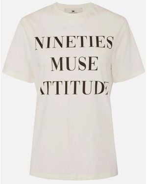Elisabetta Franchi T-Shirt mit Schriftzug - Weiß