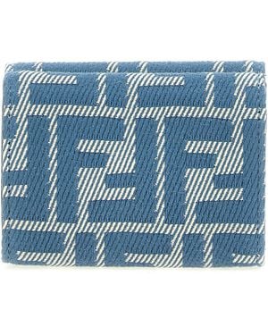 ヘアアクセサリー FENDI Micro Trifold Baguette wallet in jacquard FF denim eff Baguette Micro Trifold Fabric Blue | Fendi