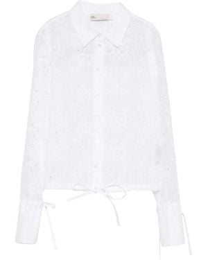 Tory Burch Hemd mit Blumenbroderie Anglaise - Weiß