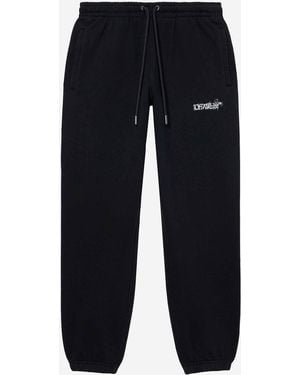 Off-White c/o Virgil Abloh Sporty Cotton Pants With Contrast Logo Print - Blue