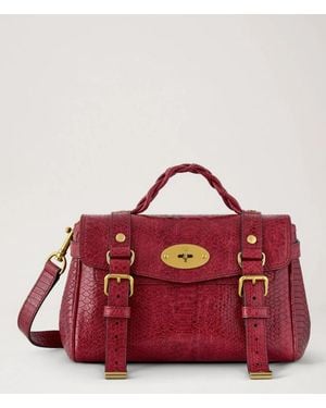 Mulberry Mini Alexa gewachster Schlangendruck - Rot