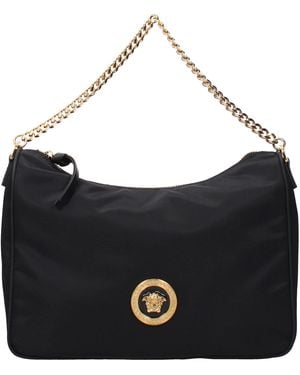 Versace Hobo Handbag Fabric - Black