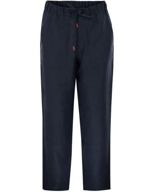 Kiton Maßgeschneiderte -Hose aus Leinen mit Kordelzug - Blau