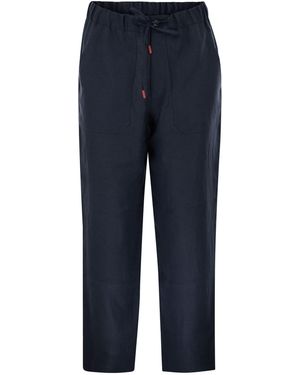 Kiton Tailored Linen Drawstring Trousers - Blue