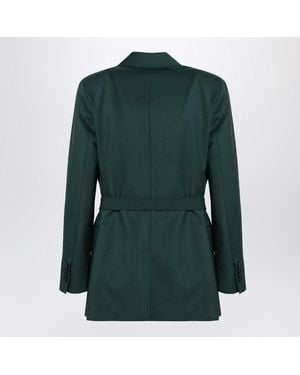 Max Mara Talento Belted Wool-Canvas Blazer in Green | Lyst UK