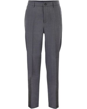 Peserico Linen And Wool Blend Tailored Trousers - Grey