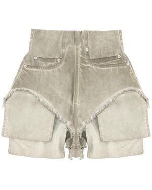 Rick Owens Distressed High-Rise Denim Shorts - Natural
