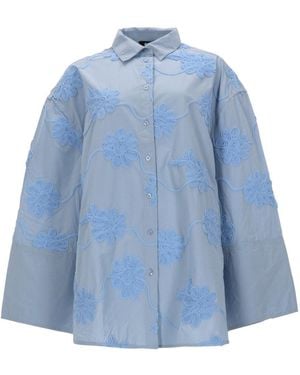 ROTATE BIRGER CHRISTENSEN Oversized Embroidered Shirt - Blue