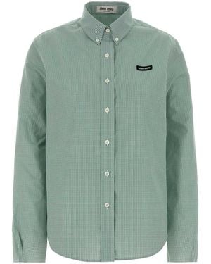 Miu Miu Embroidered Poplin Shirt - Green